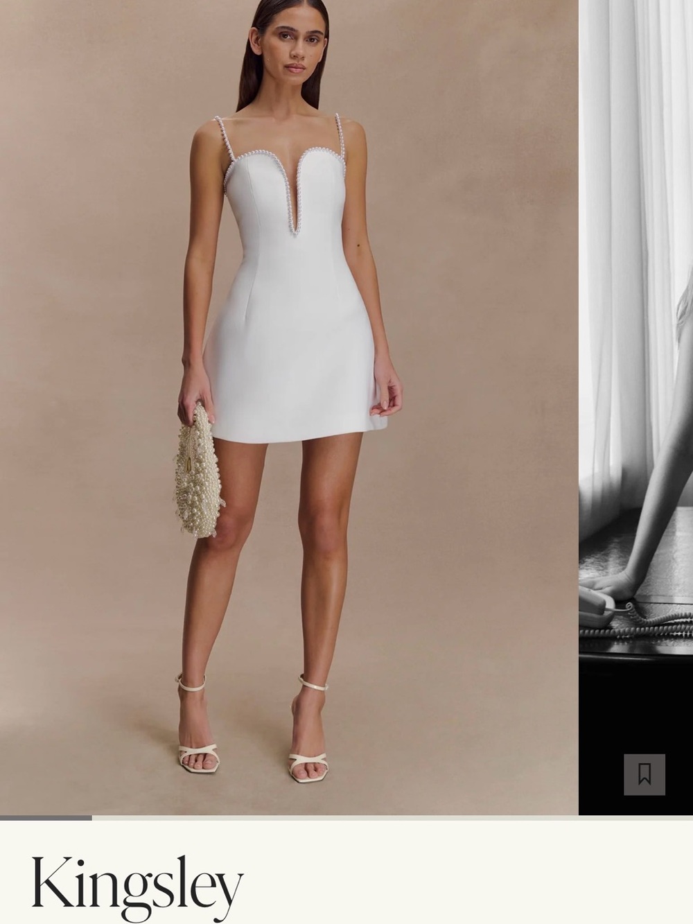 Meshki White Pearl-Trim Mini Dress